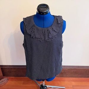 Ruffled Neck Polka Dot J. Crew Sleeveless Top